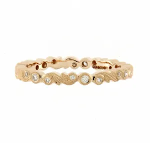 Slim Scroll Rose Gold Band with Diamonds