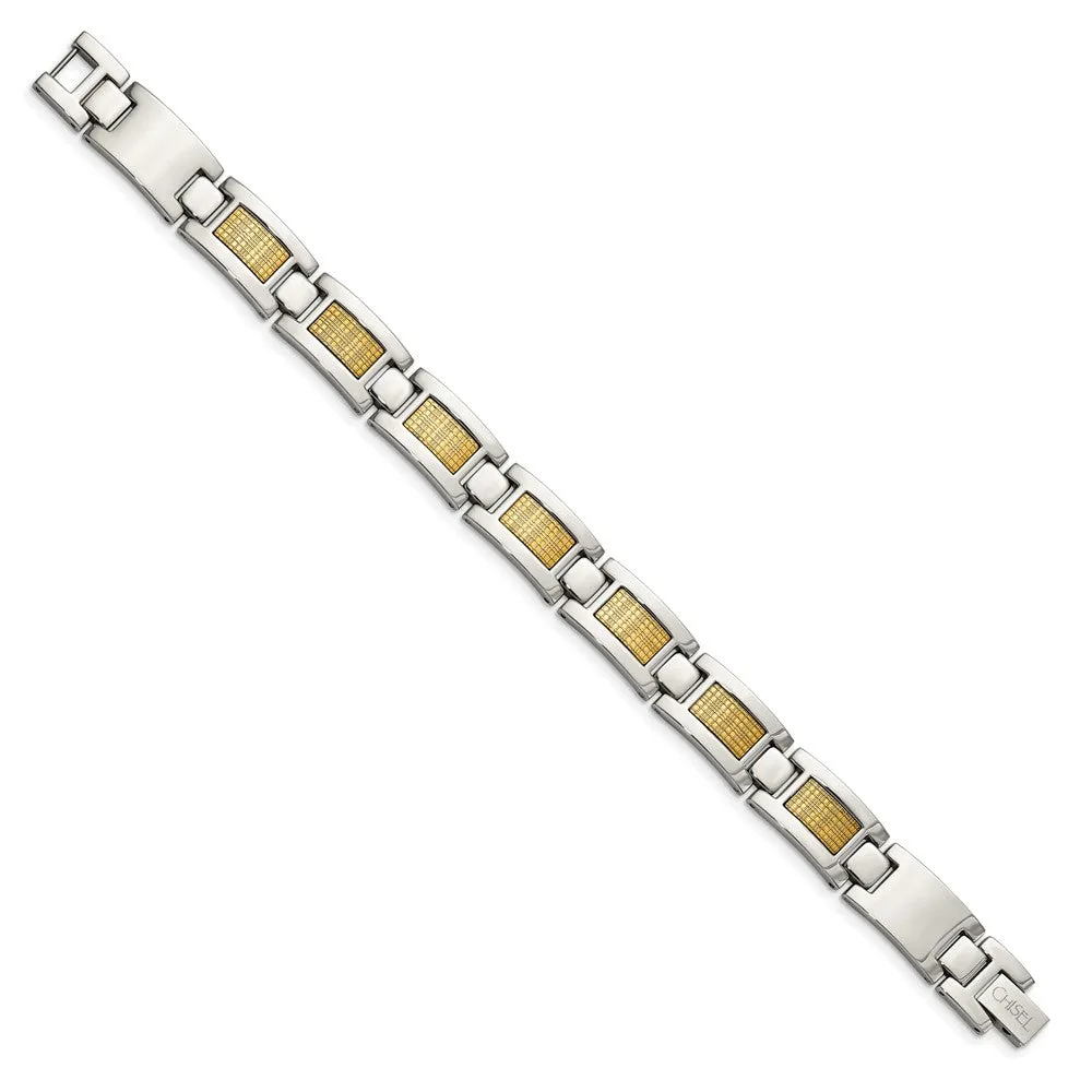 Stainless Steel & 18k Gold Foil 8.25in Bracelet