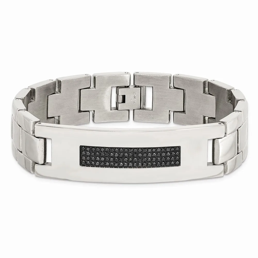 Stainless Steel Polished 1/2ct tw. Diamond Bracelet