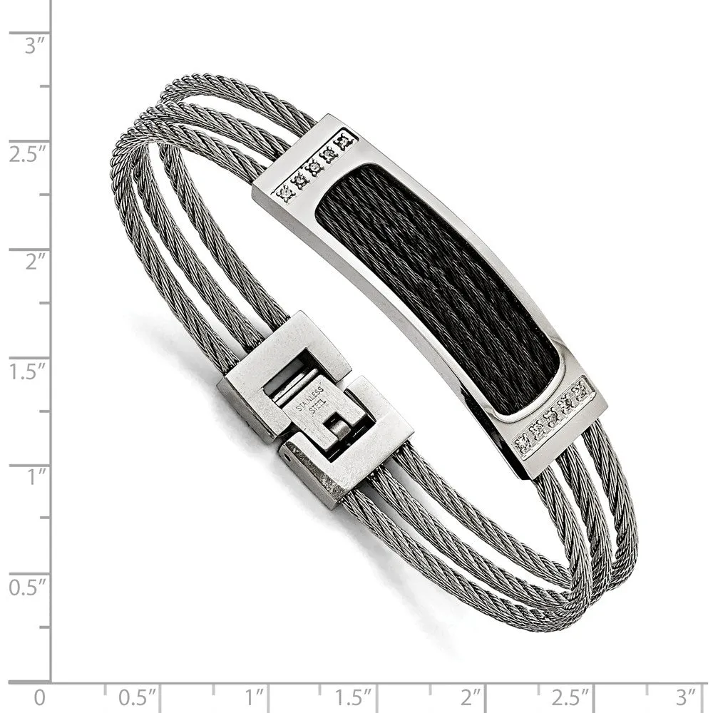 Stainless Steel Polished Black IP-plated .15ct tw. Diamond Bracelet