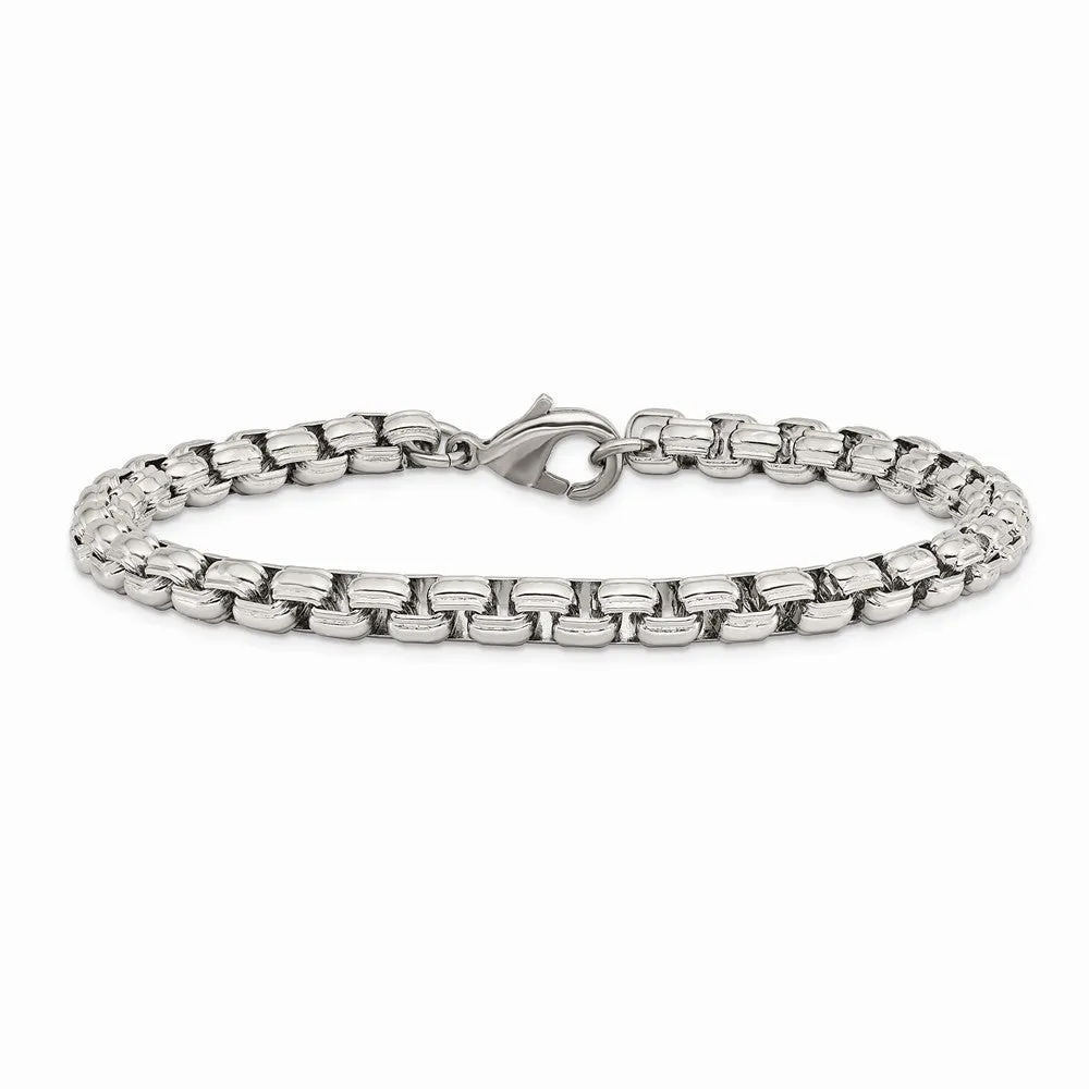 Stainless Steel Polished Fancy Box 8.5in Bracelet