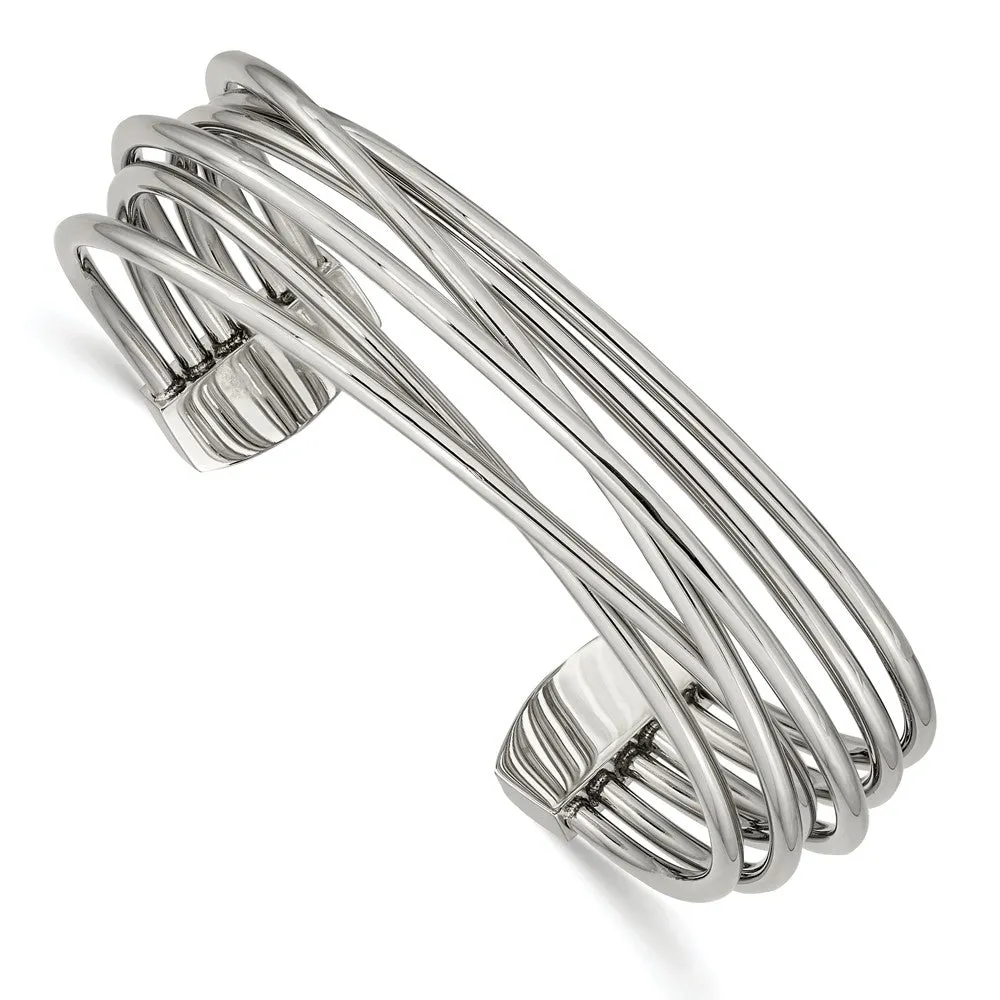 Stainless Steel Polished Twisted 18.00mm Cuff Bangle