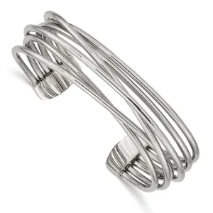 Stainless Steel Polished Twisted 18.00mm Cuff Bangle