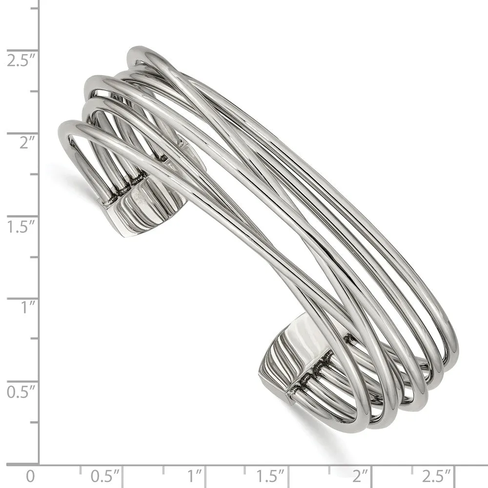 Stainless Steel Polished Twisted 18.00mm Cuff Bangle