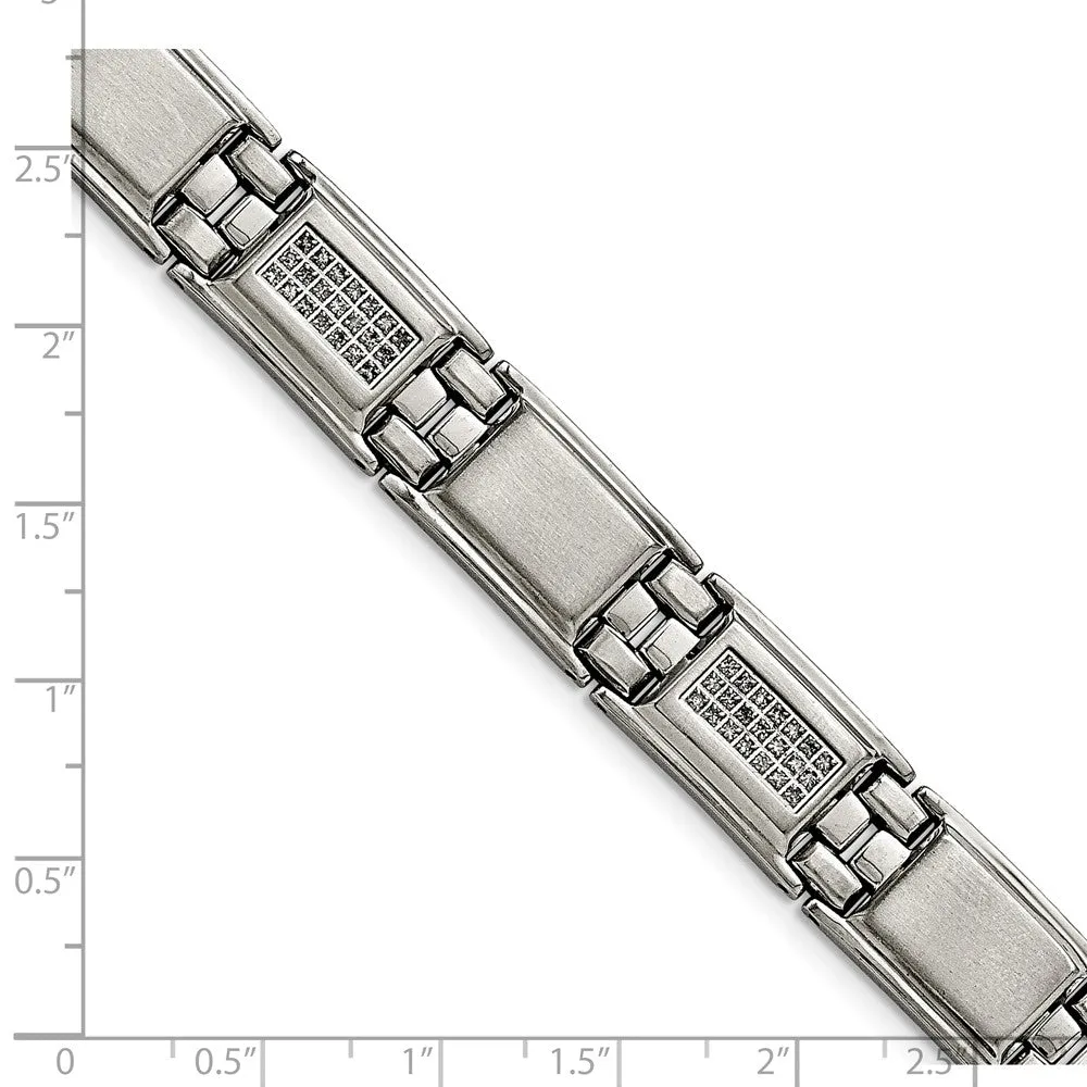 Stainless Steel Polished/Matte 3/4ct tw. Diamond Bracelet