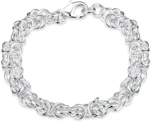 Sterling Silver Double Rolo Link Chain Bracelet 8" For Men or Women Teens, DIY Jewelry