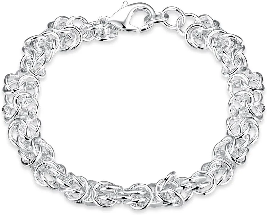 Sterling Silver Double Rolo Link Chain Bracelet 8" For Men or Women Teens, DIY Jewelry