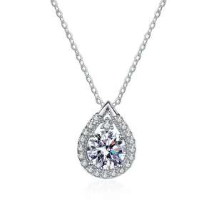Stylish Teardrop Pear Shaped Moissanite Necklace