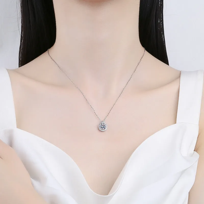 Stylish Teardrop Pear Shaped Moissanite Necklace