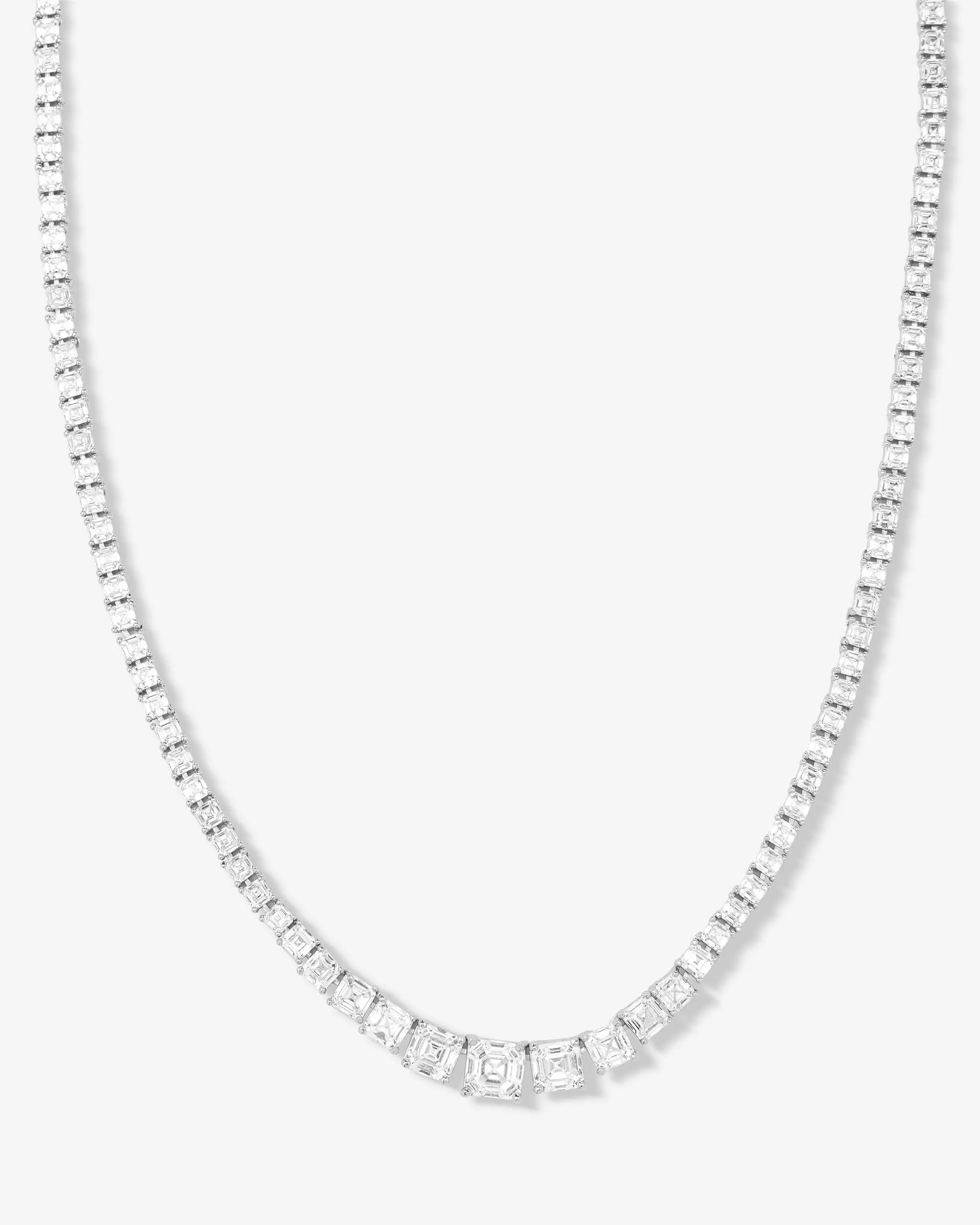 The Queen's Graduated Tennis Necklace 16" - Silver|White Diamondettes