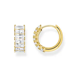 Thomas Sabo Heritage Gold Plated sterling Silver Wide Baguette CZ Ea