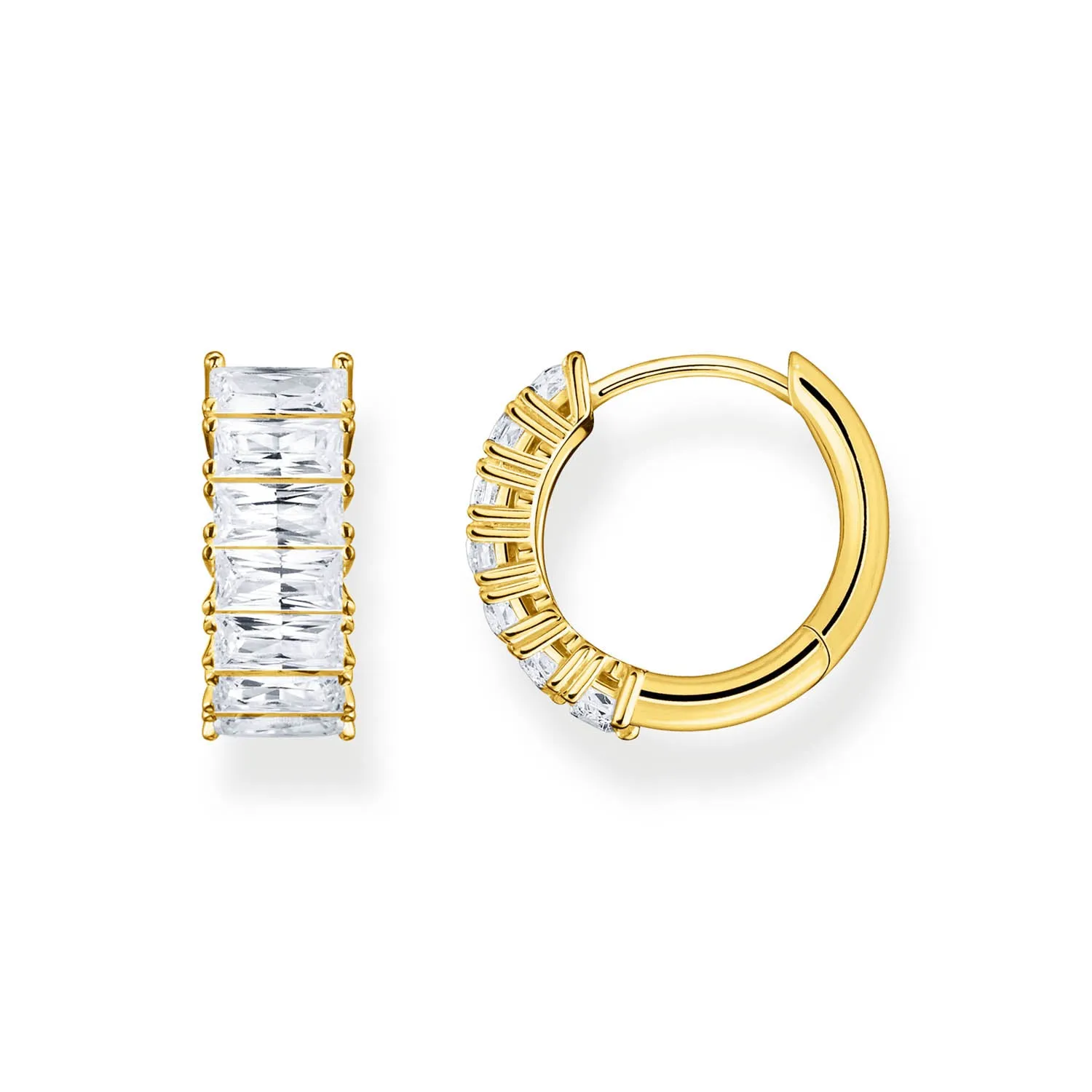 Thomas Sabo Heritage Gold Plated sterling Silver Wide Baguette CZ Ea