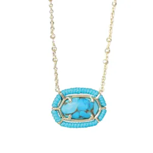 Threaded Elisa Necklace - Gold/Bronze Veined Turquoise
