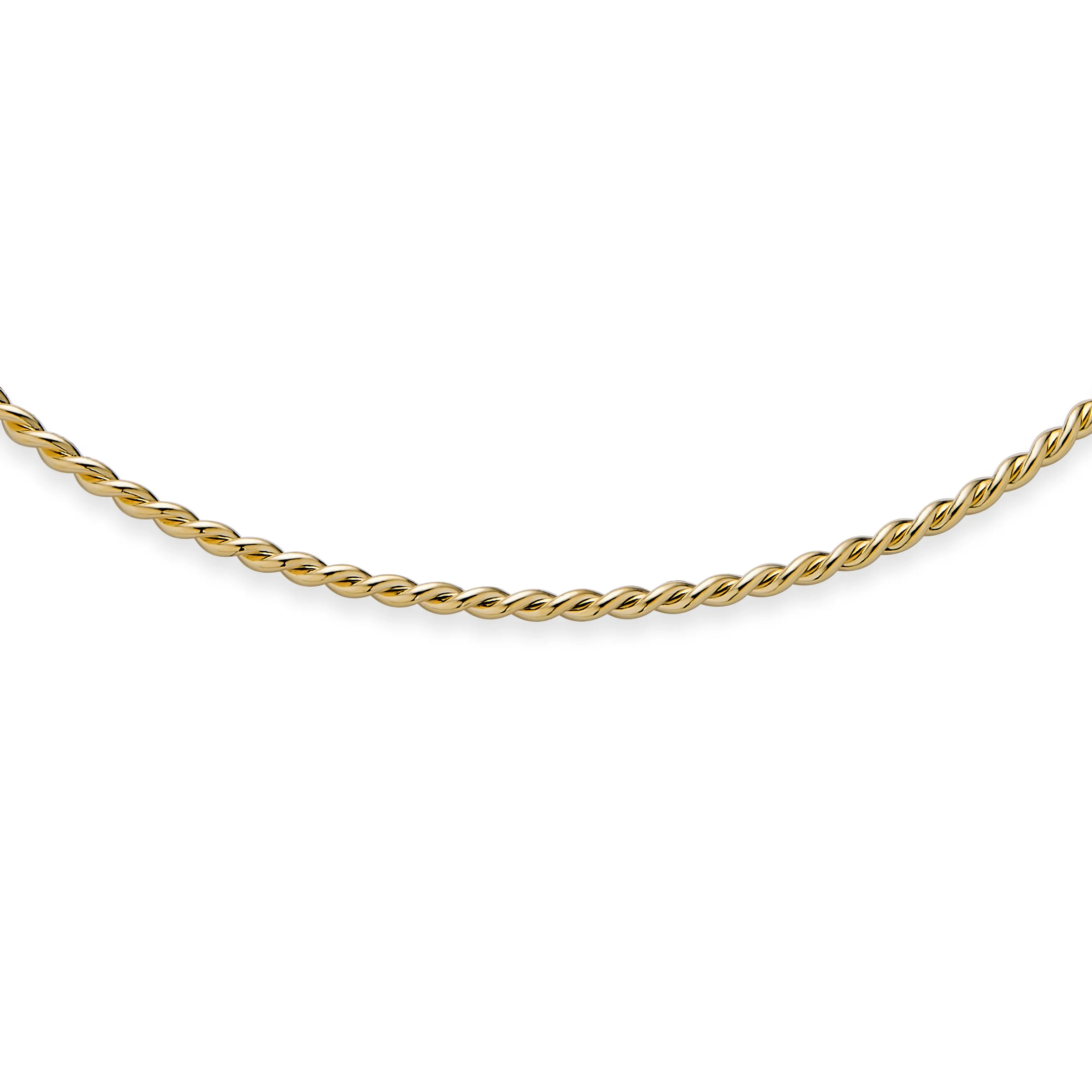 Traditional Cable Twist Choker Necklace for Teens 14K Yellow Gold Plated