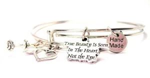 True Beauty Is Seen In The Heart Not The Eye Expandable Bangle Bracelet Set