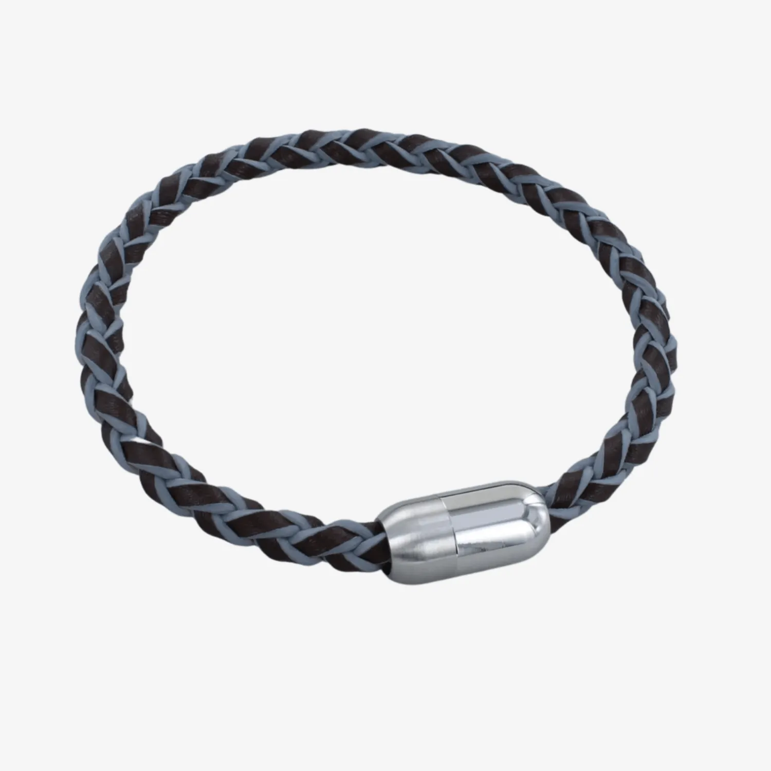 Two Tone Clasp Leather Bracelet