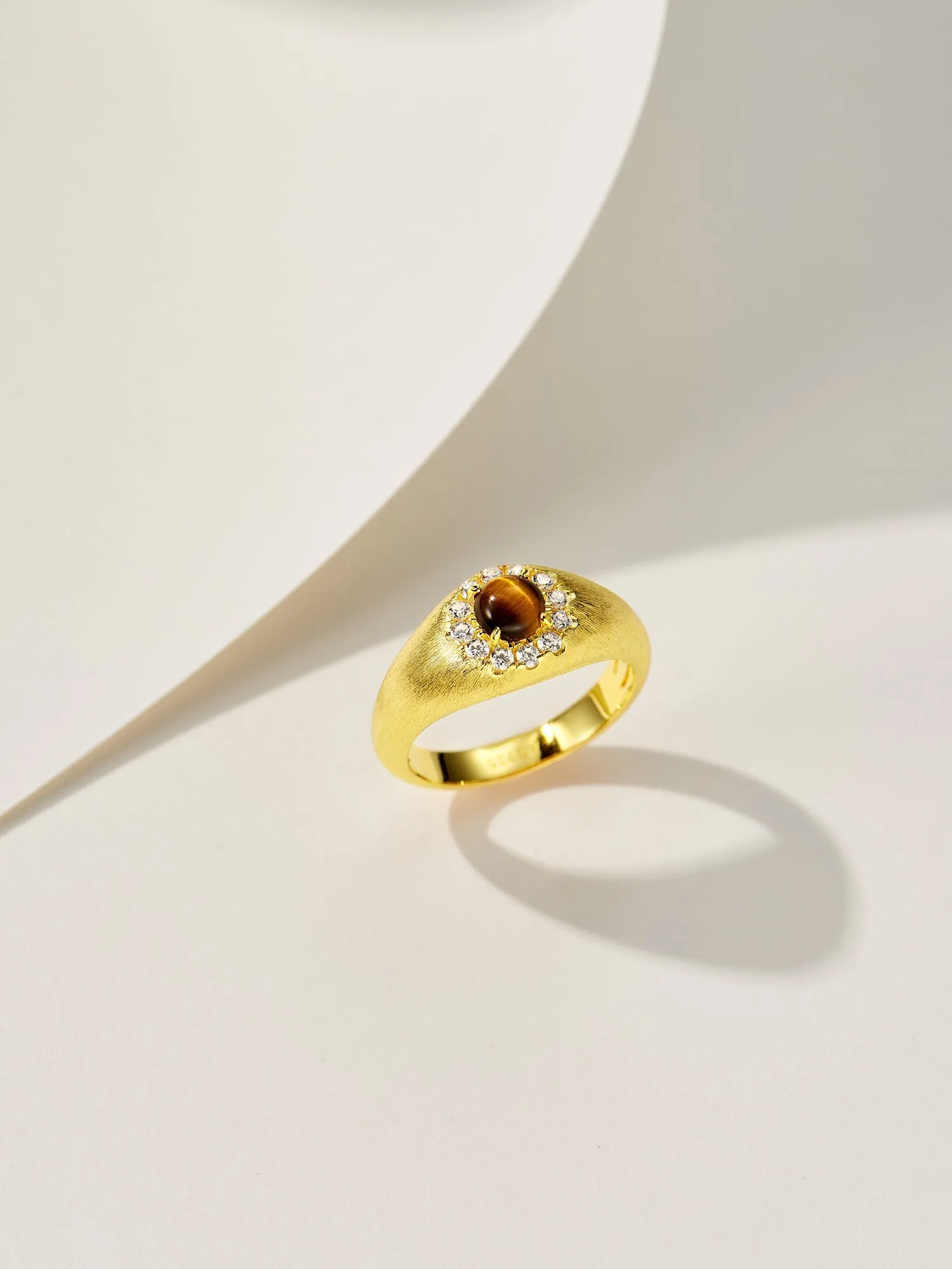 Vintage Brushed Tiger's Eye Midi Ring