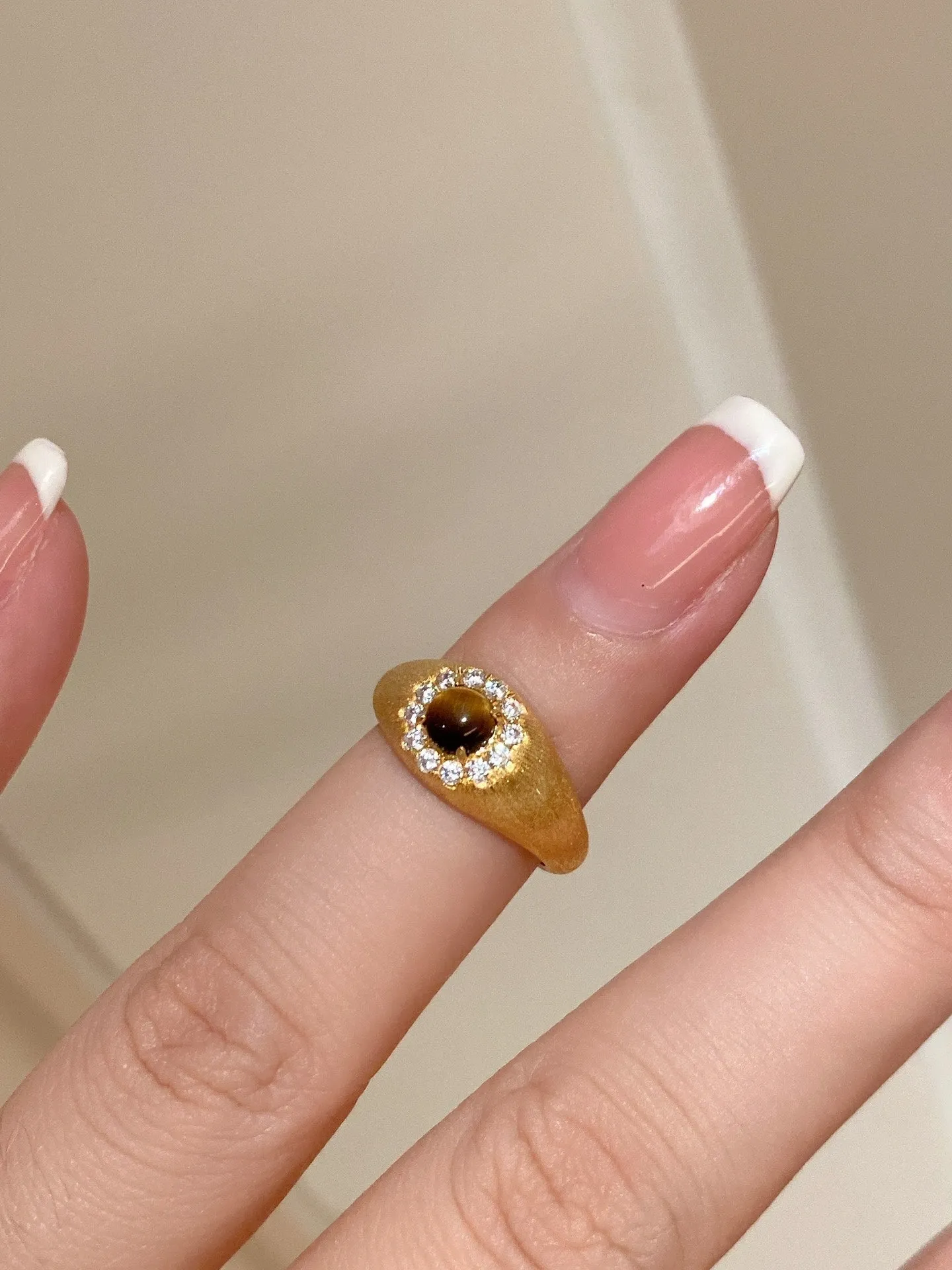 Vintage Brushed Tiger's Eye Midi Ring