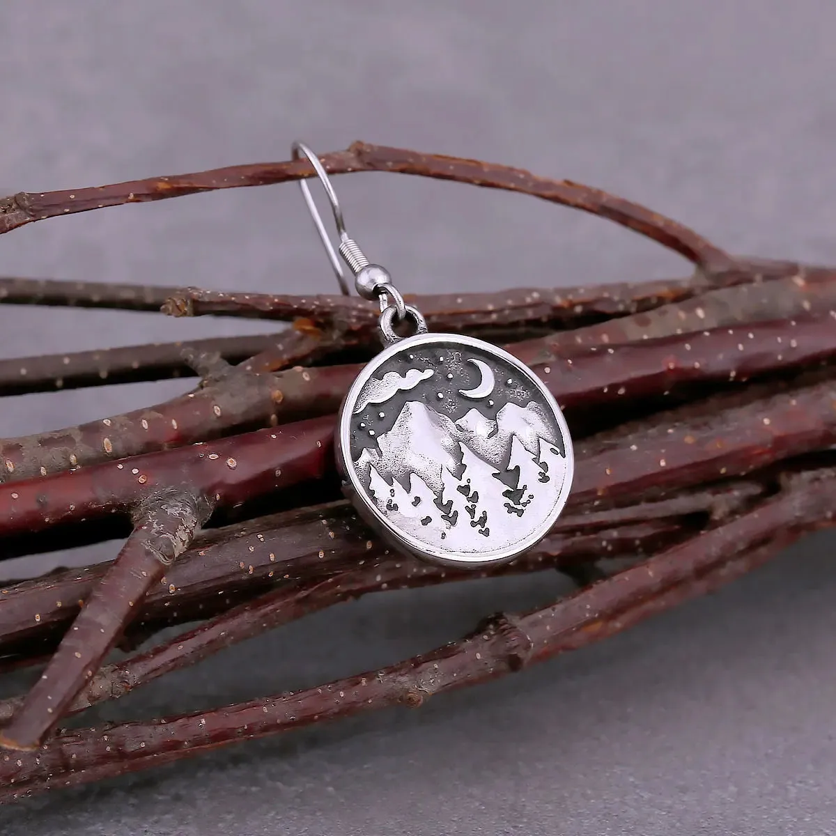 Vintage Forest Moon Drop Viking Earrings