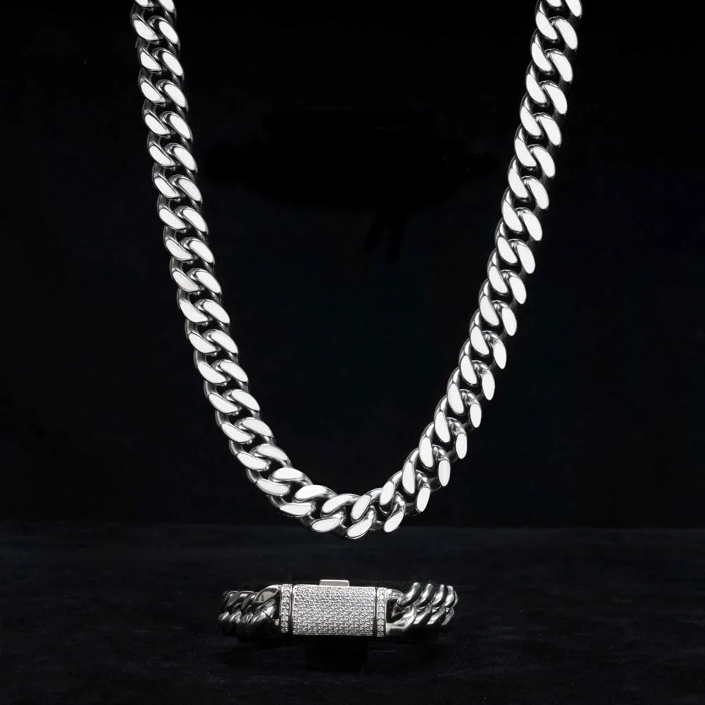 VVS Moissanite Miami Cuban Bracelet Steel / .925 Silver