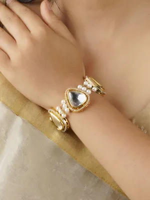 White Color Gold Plated Faux Diamond Bracelet - CZBRAC107