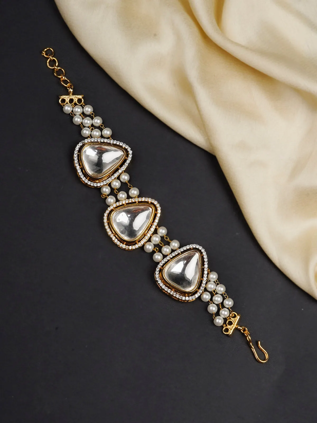 White Color Gold Plated Faux Diamond Bracelet - CZBRAC107