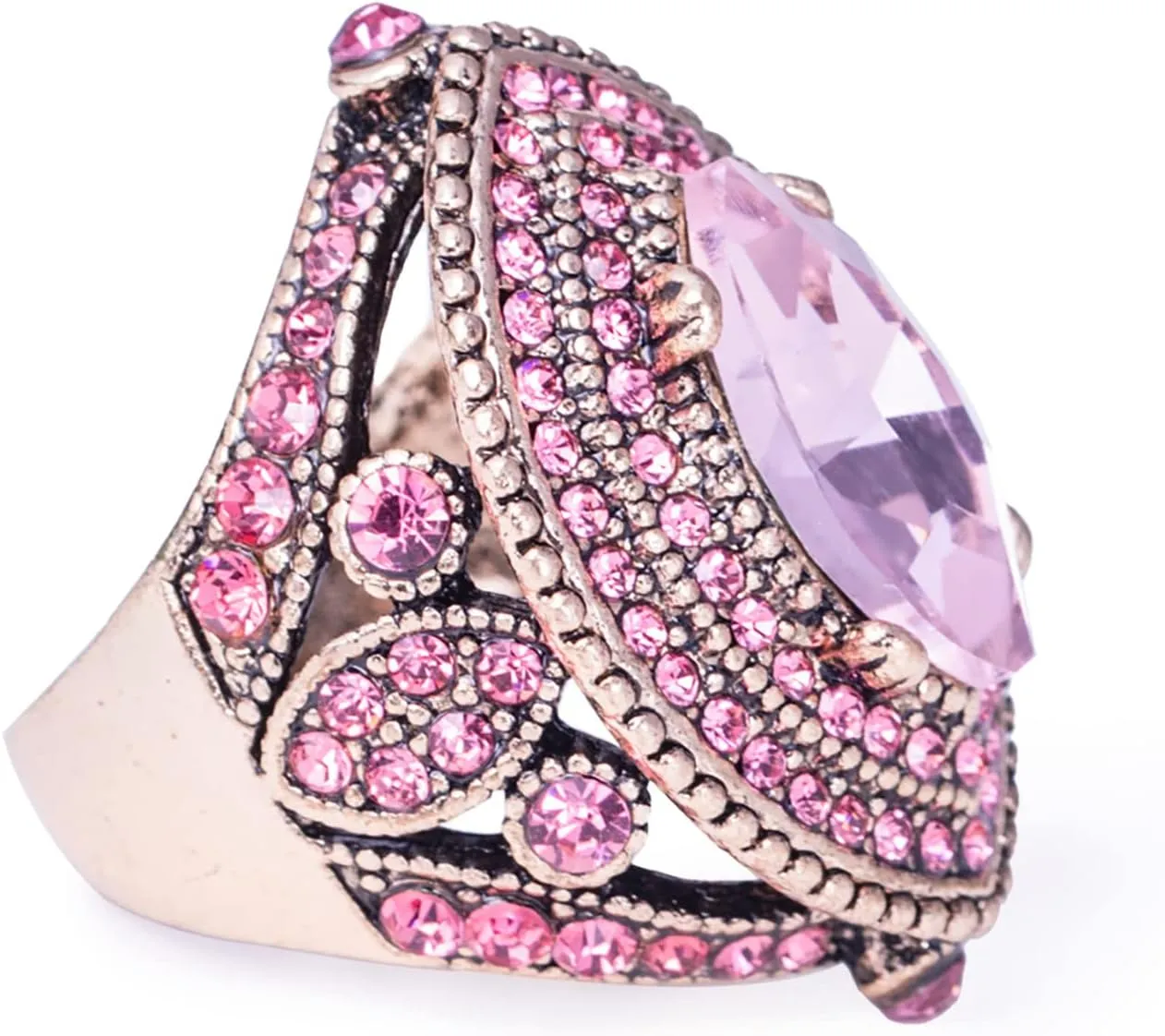Women Ring - 32mm Turkish Style Pink Gemstone Vintage Ring Women Jewelry J0769PINK