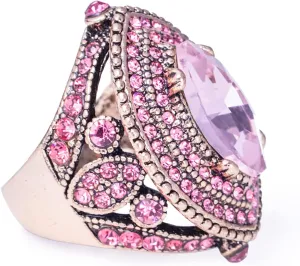 Women Ring - 32mm Turkish Style Pink Gemstone Vintage Ring Women Jewelry J0769PINK