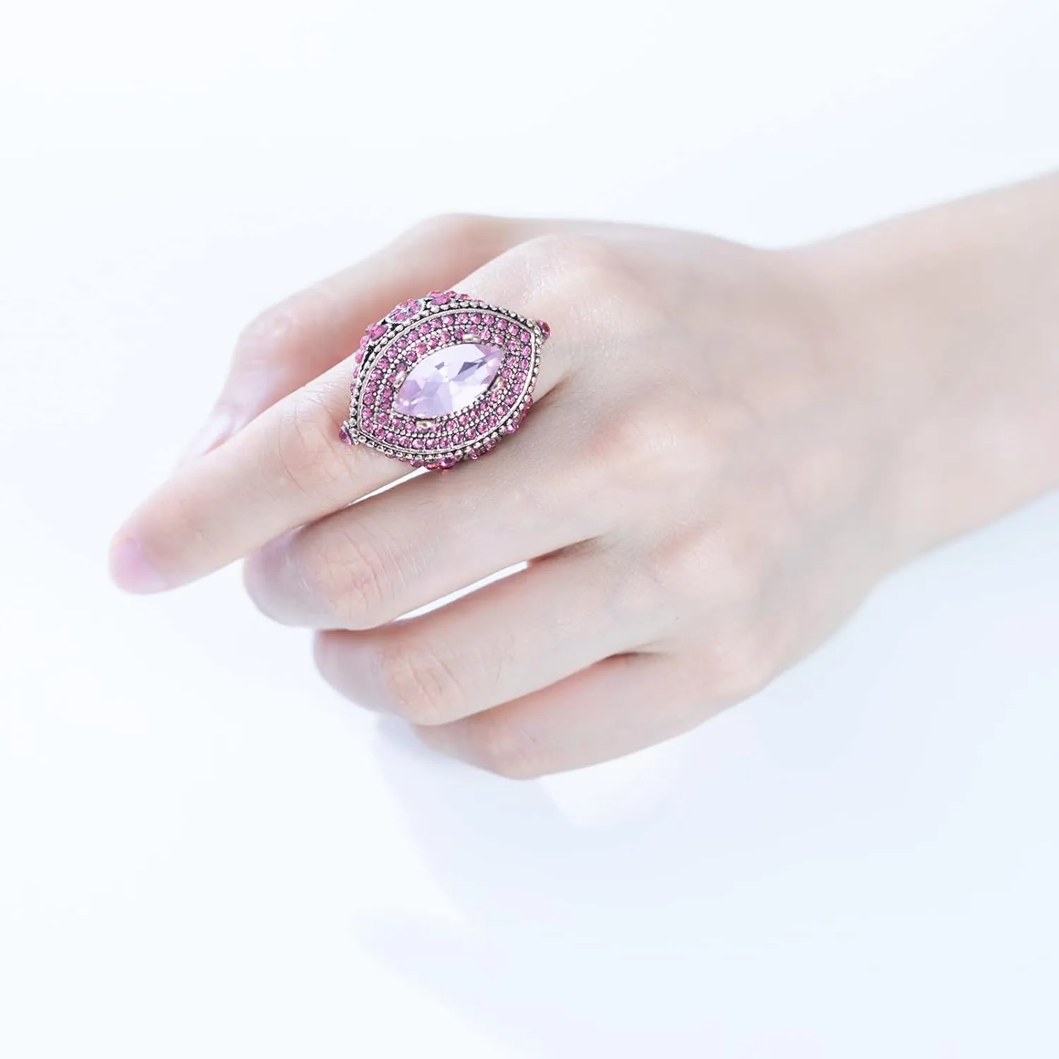 Women Ring - 32mm Turkish Style Pink Gemstone Vintage Ring Women Jewelry J0769PINK